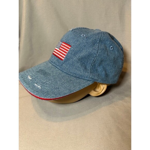 Mad Love Adjustable Distressed American Flag Baseball Cap / Hat - Picture 2 of 5